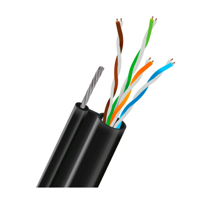 Кабель UTP CAT5E CU 0.5 mm LDPE Outdoor + трос TRINIX (305м)