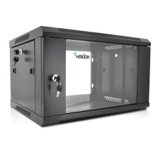 Шафа Merlion 6U, 600*450*367 (Ш*Г*В) мм загартоване скло, чорна, сталь 1,2мм з замком (в розібраному вигляді!!!)