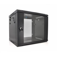 Шафа Merlion 9U, 600*450*500 (Ш*Г*В) мм загартоване скло, чорна, сталь 1.2мм з замком (в розібраному вигляді!!!)