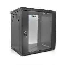 Шафа Merlion 12U, 600*450*634 (Ш*Г*В) мм загартоване скло, чорна, сталь 1,2мм з замком (в розібраному вигляді!!!)