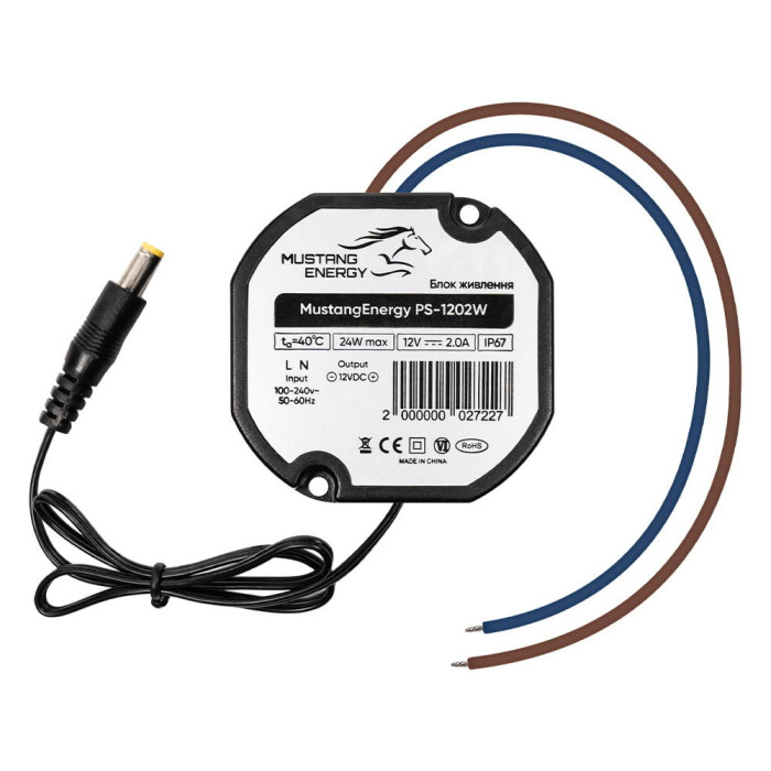 Блок живлення PS-1202W Mustang Energy 12V/2A/IP67