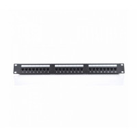 Патч-панель RITAR 24 порта UTP DUAL кат 5Е 19" 1U неекранована чорна, з заднім організатором кабеля Q25