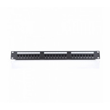 Патч-панель RITAR 24 порта UTP DUAL кат 5Е 19" 1U неекранована чорна, з заднім організатором кабеля Q25