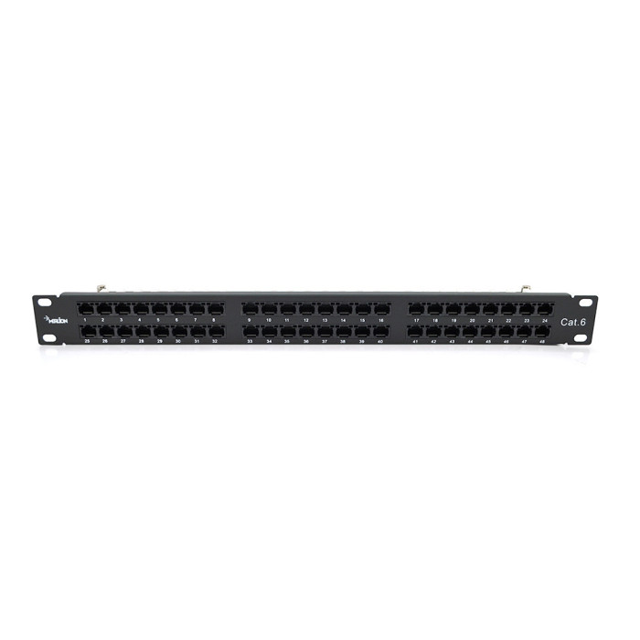 Патч-панель Merlion 48 порта UTP DUAL кат 6 19" 1U неекранована чорна Q10