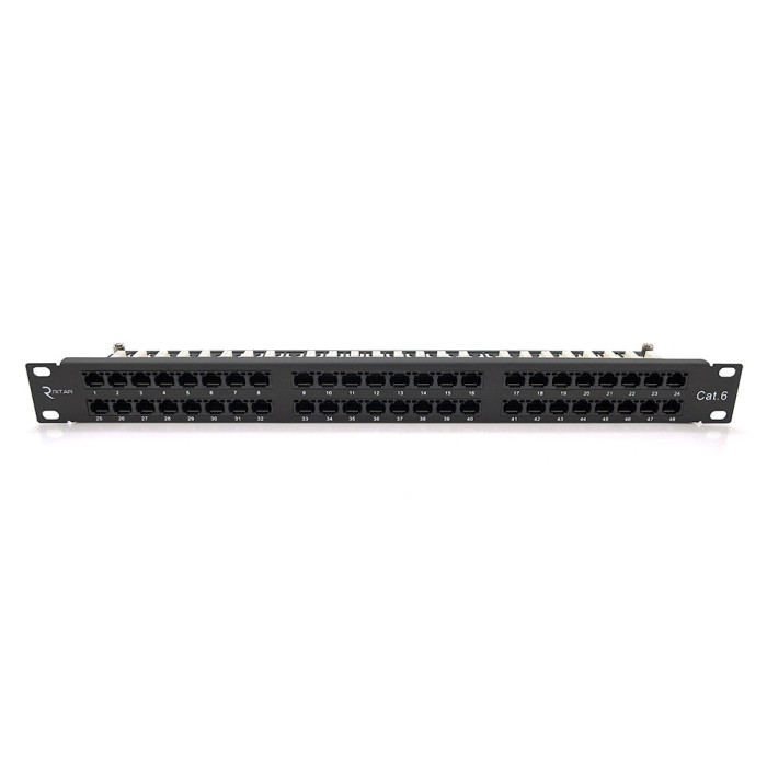 Патч-панель Ritar 48 порта UTP DUAL кат 6 19" 1U неекранована чорна Q10