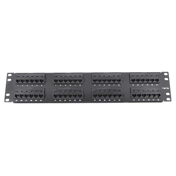 Патч-панель 48 порта UTP DUAL кат 5Е 19" 2U неекранована чорна Q20