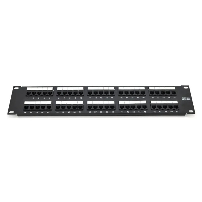 Патч-панель телефонна 50 портов UTP DUAL кат 3 19" неекранована, Black