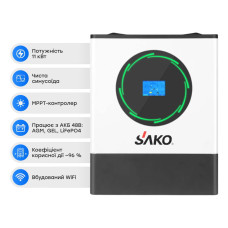 Гібридний інвертор SUNPOLO-11K, 11KW/48V+150A MPPT Sako
