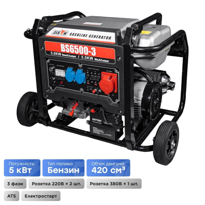 Бензиновий генератор BS6500-3 Bison