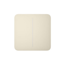 Розумний двоклавішний прохідний вимикач світла Ajax LightSwitch (2-gang/2-way) Jeweller Ivory