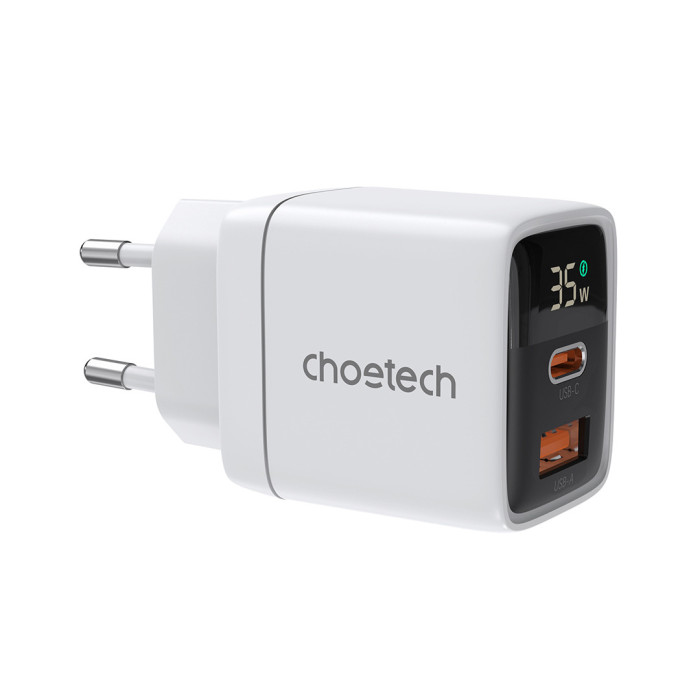 Адаптер PD6052 PD35W GAN A+C Display wall charger White Choetech