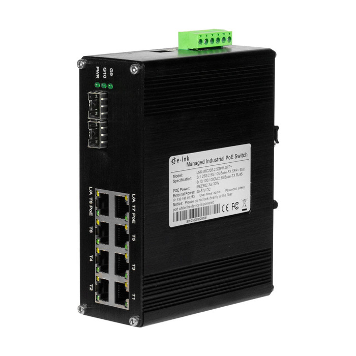 PoE комутатор LNK-IMC208-2.5GPM-SFP+ L2 45-57V DC