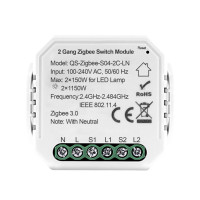 2 канальний вимикач AKUBELA ZigBee QS-Zigbee-S04-2C-LN