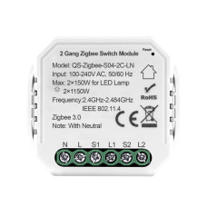 2 канальний вимикач AKUBELA ZigBee QS-Zigbee-S04-2C-LN