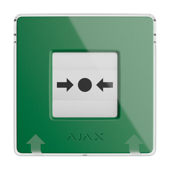 Бездротова кнопка для активації пожежної тривоги вручну Ajax ManualCallPoint (Green) Jeweller