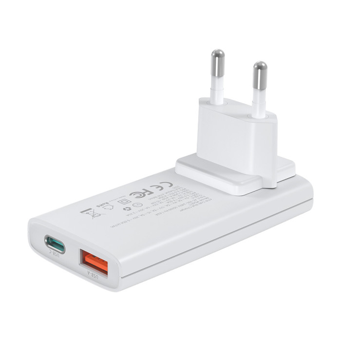 Адаптер PD6011 PD67W GAN A+C Ultra thin wall charger White Choetech