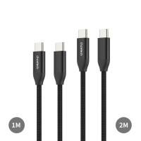 Кабель XCC-1060 USB-C to USB-C PD3.1 1m+USB-C to USB-C 2m Black Choetech