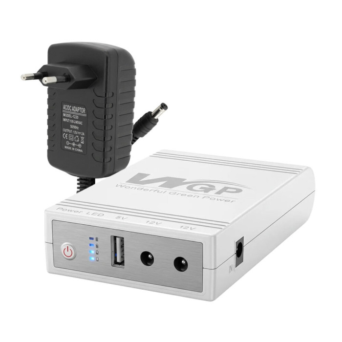 Комплект ДБЖ Mini UPS WGP UPS103C 5V/12V/12V 16000mAh + блок живлення 12В 2А (24Вт) SPF-1202B