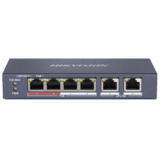 Комутатор 4-канальний некерований POE DS-3E0106P-E/M