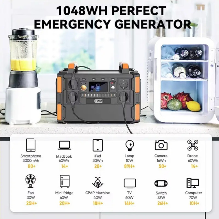 Портативна зарядна станція FlashFish F132 1048Wh 1000W LiFePO4