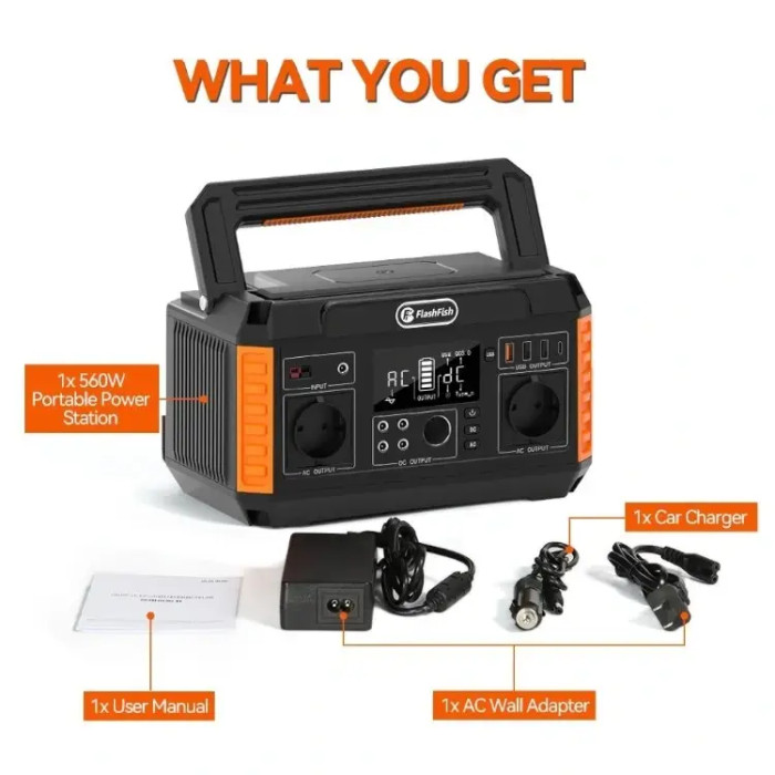 Портативна зарядна станція FlashFish P60 520Wh 560W