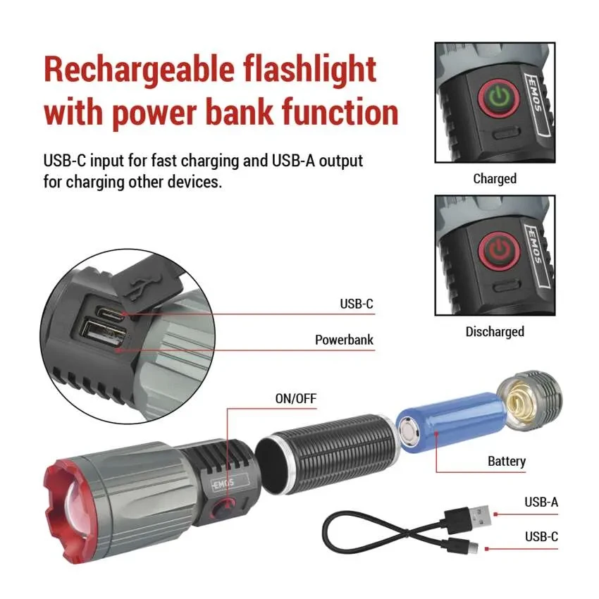 Лiхтар LED EMOS P3122 3000Lm Li-Ion 5000 мА•г