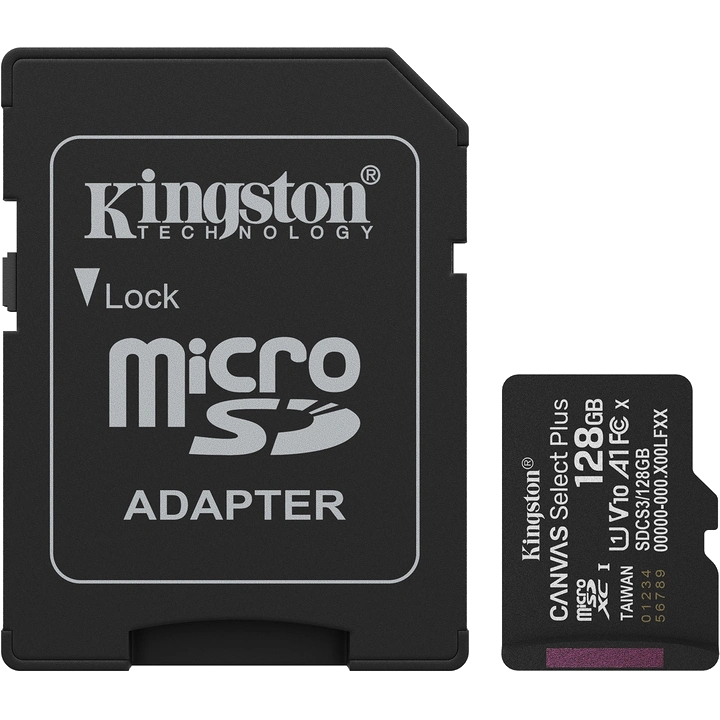Карта пам'яті Kingston microSD 128GB C10 UHS-I A1 V10 R150MB/s + SD