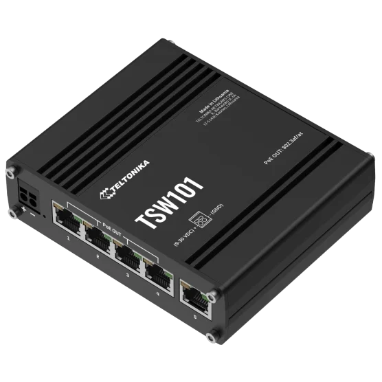 Комутатор 5 портів некерований Teltonika TSW101 POE+ для використання в транспорті
