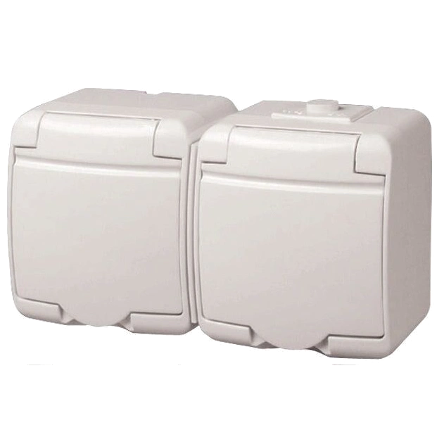 Розетка 2-на з з/к Schuko RHE-2s(біла/біла кришка, IP54) ETI Hermetics 4668019