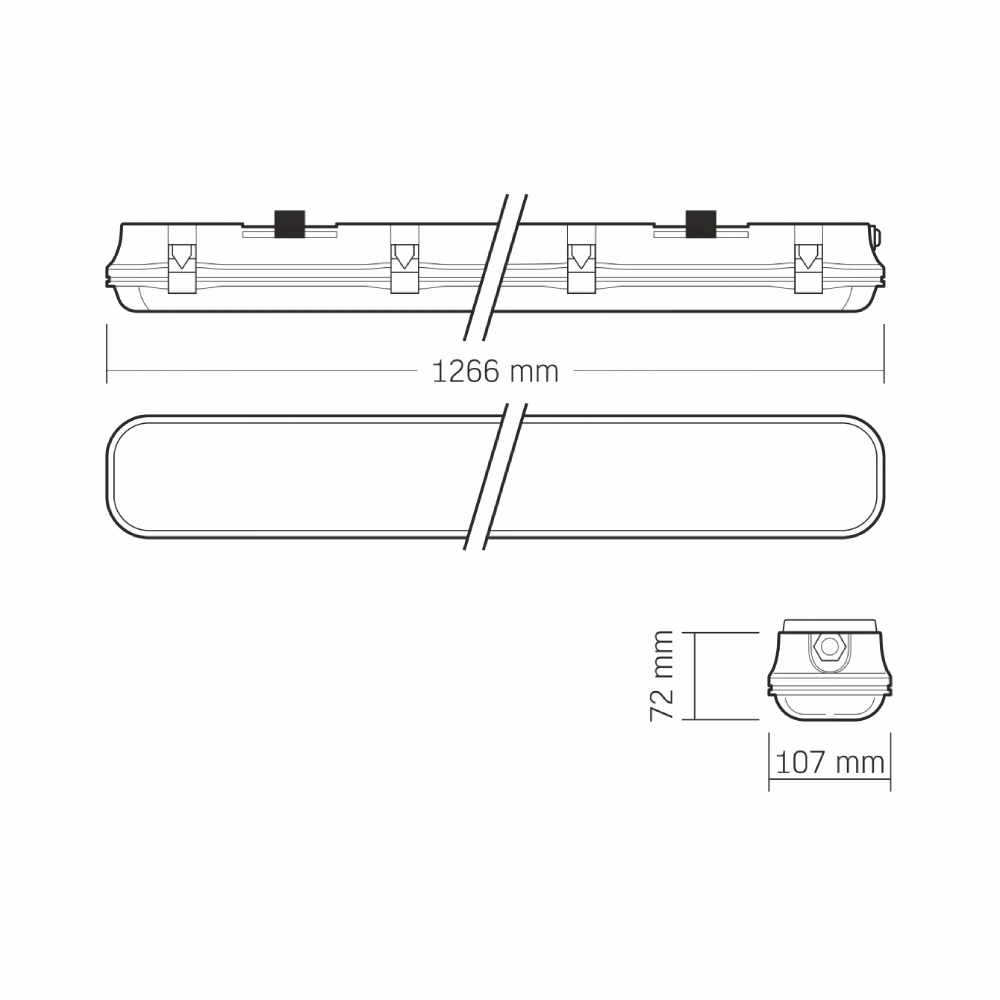 LED світильник IP65 лінійний під лампу 2хТ8 VIDEX 1,2М 220V