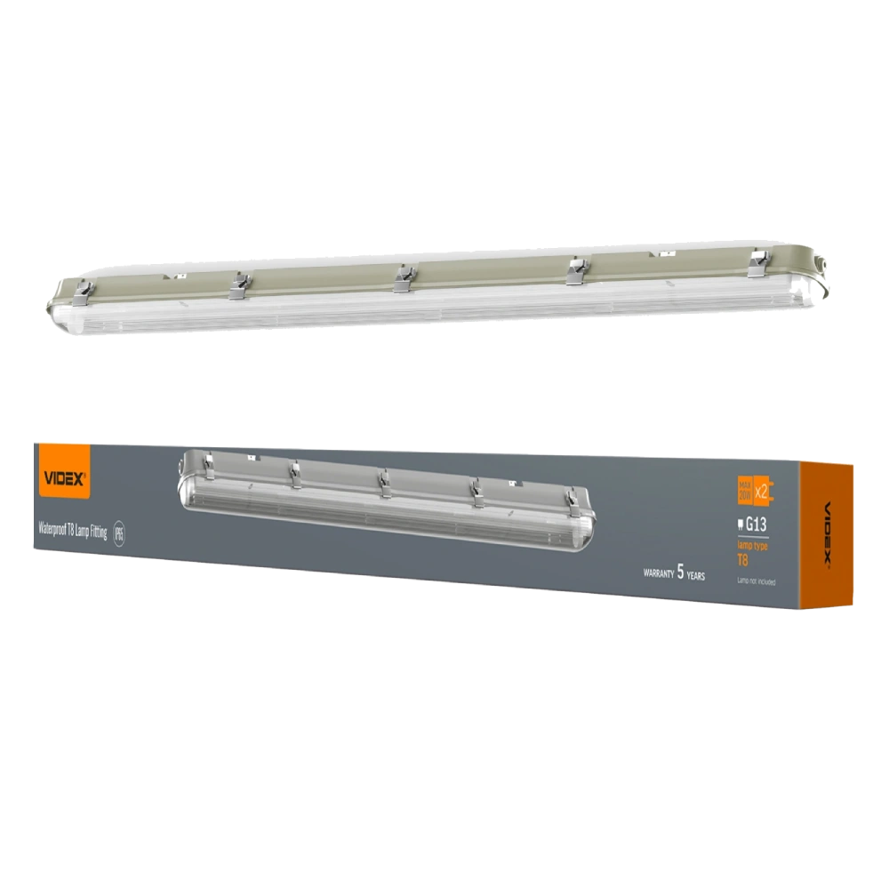 LED світильник IP65 лінійний під лампу 2хТ8 VIDEX 1,2М 220V