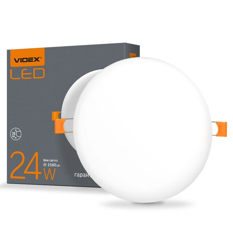 LED світильник безрамний круглий VIDEX 24W 4100K 220V