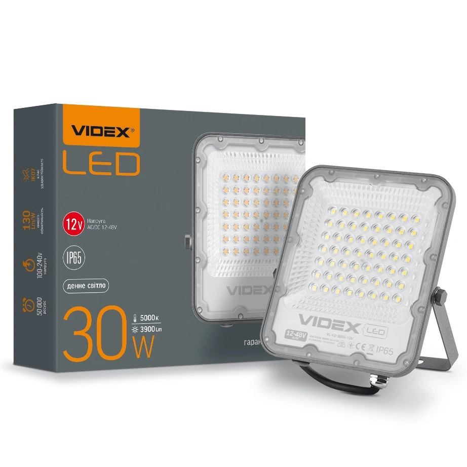 LED прожектор VIDEX PREMIUM 30W 5000K 12-48V