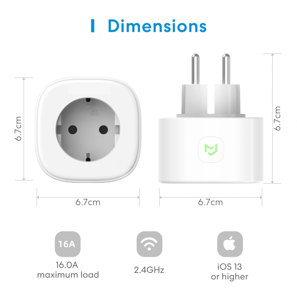 Розумна WiFi розетка (1 pack) Meross MSS210HK(EU)