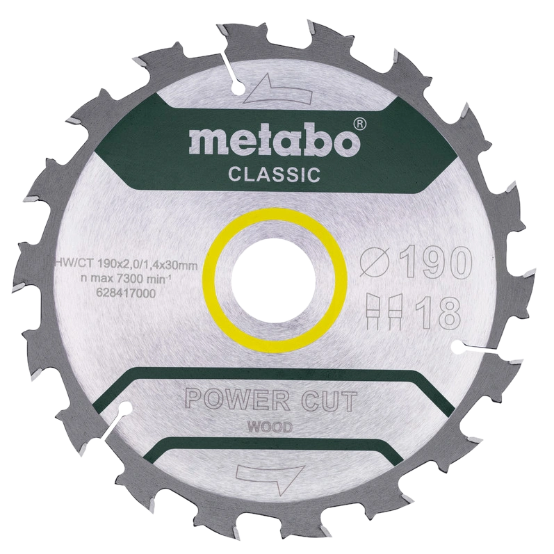 Пильний диск 190x30, Z18 WZ 5° /B Metabo "power cut wood - professional" (628417000)