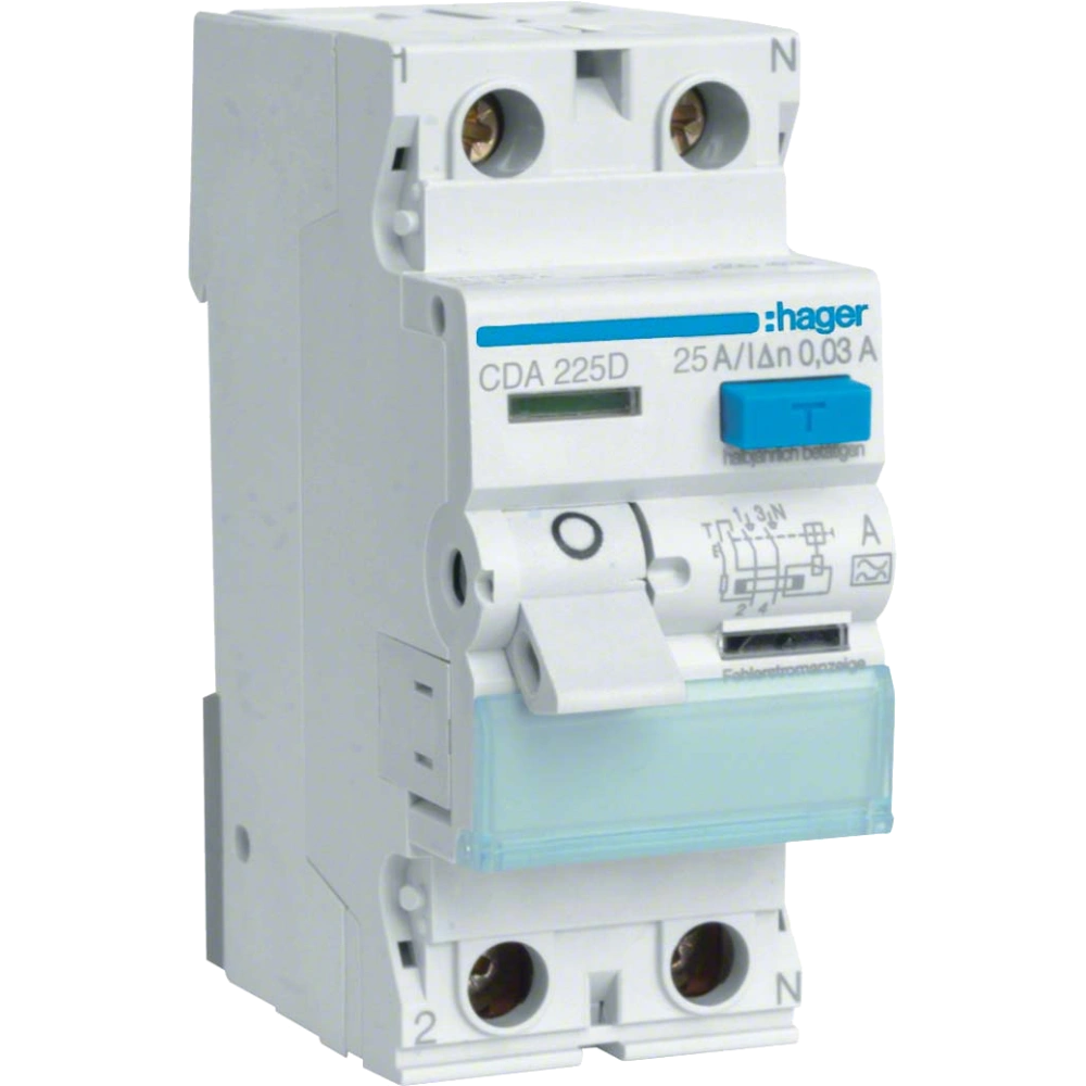 Диференціальне реле 2P, 6kA, 25A, 30mA, A
