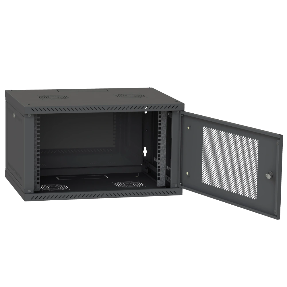 Шафа телекомунікаційна двері перф (чорна) IPCOM 4U 600x450