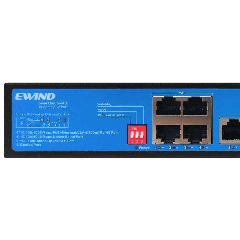Комутатор 7 портів некерований Ewind EW-S1907CG-AP PoE