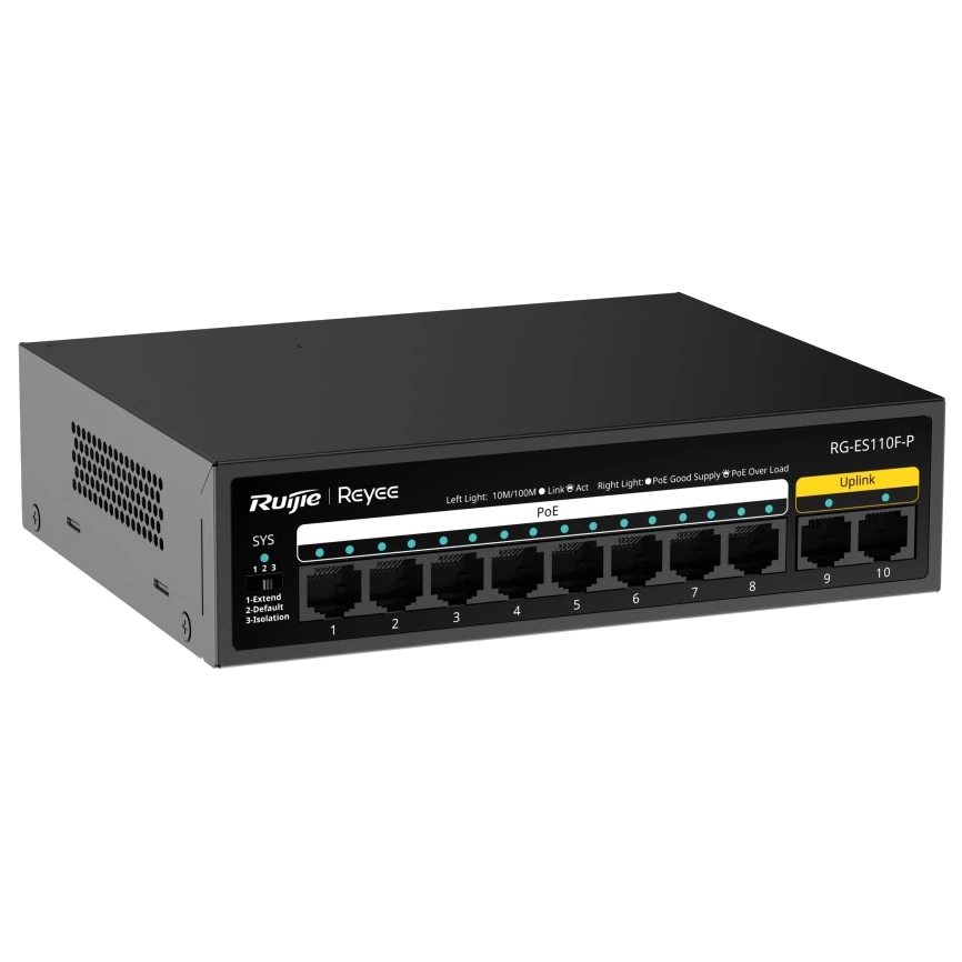 Комутатор 10 портів некерований Ruijie Reyee RG-ES110F-P PoE
