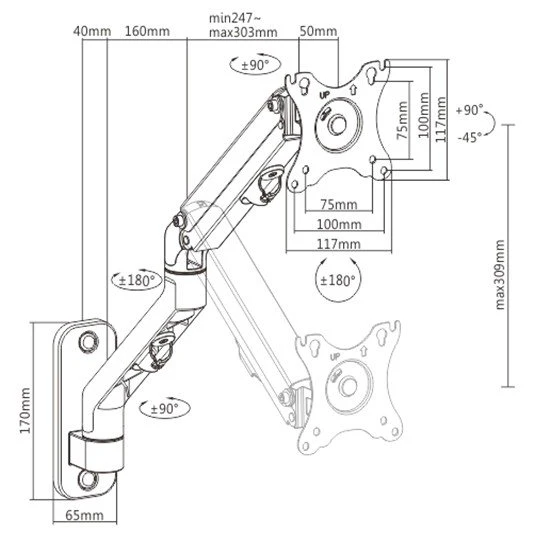 Кронштейн для монітора Gembird MA-WA1-02 17-27" 7 кг