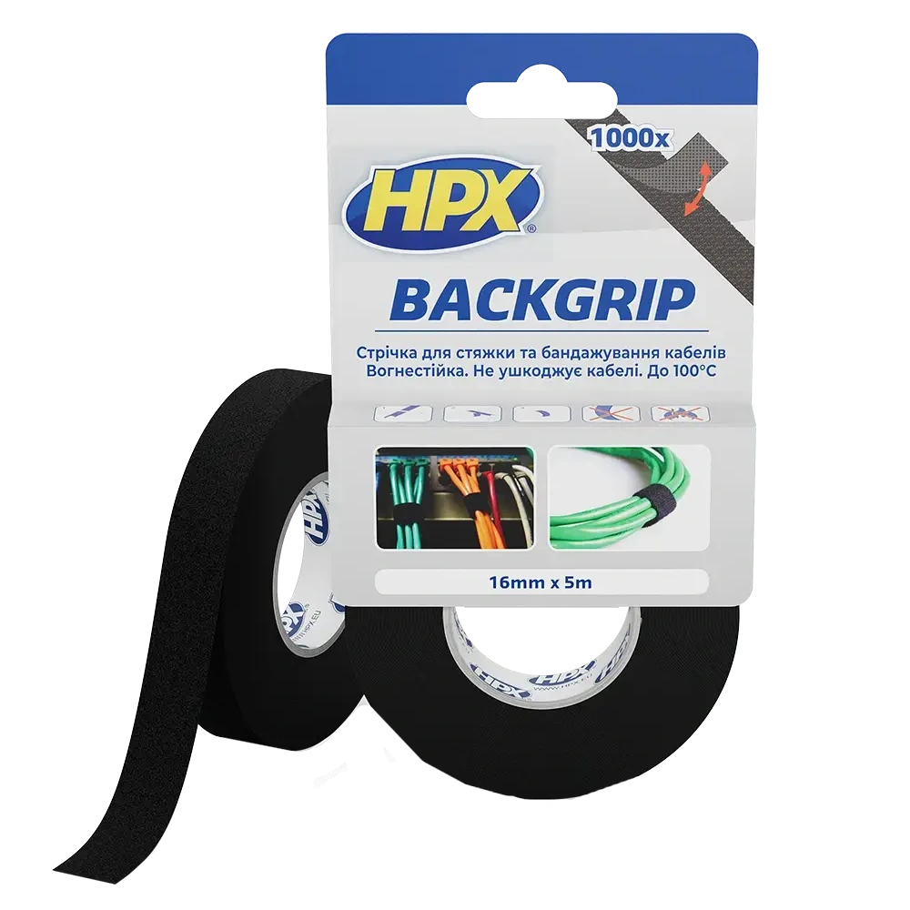 Стрічка-липучка для бандажу кабелів BACKGRIP BG1605 16х1,25мм 5м