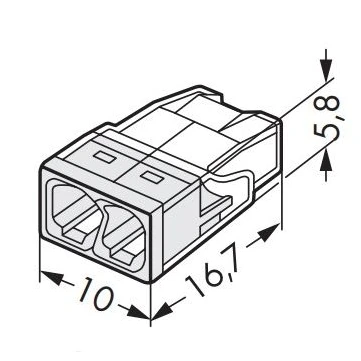 Клема WAGO 2273-202 COMPACT 2х2.5 (без пасти)