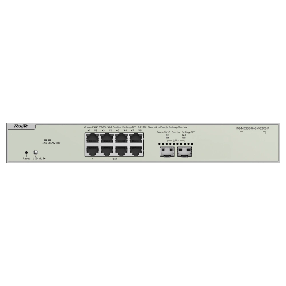Комутатор 10 портів керований Ruijie RG-NBS3300-8MG2XS-P PoE