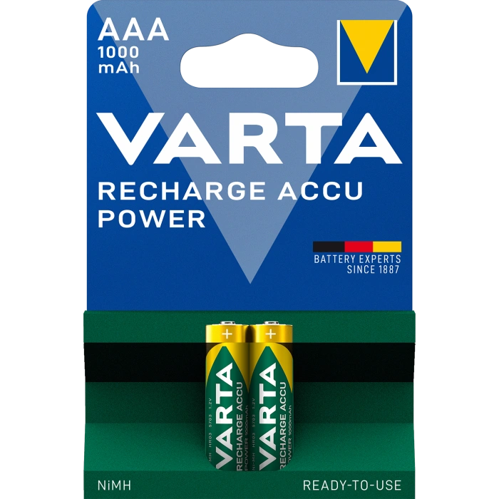 Аккумулятор AAA VARTA RECHARGEABLE ACCU 1000mAh BLI 2 NI-MH (READY 2 USE)
