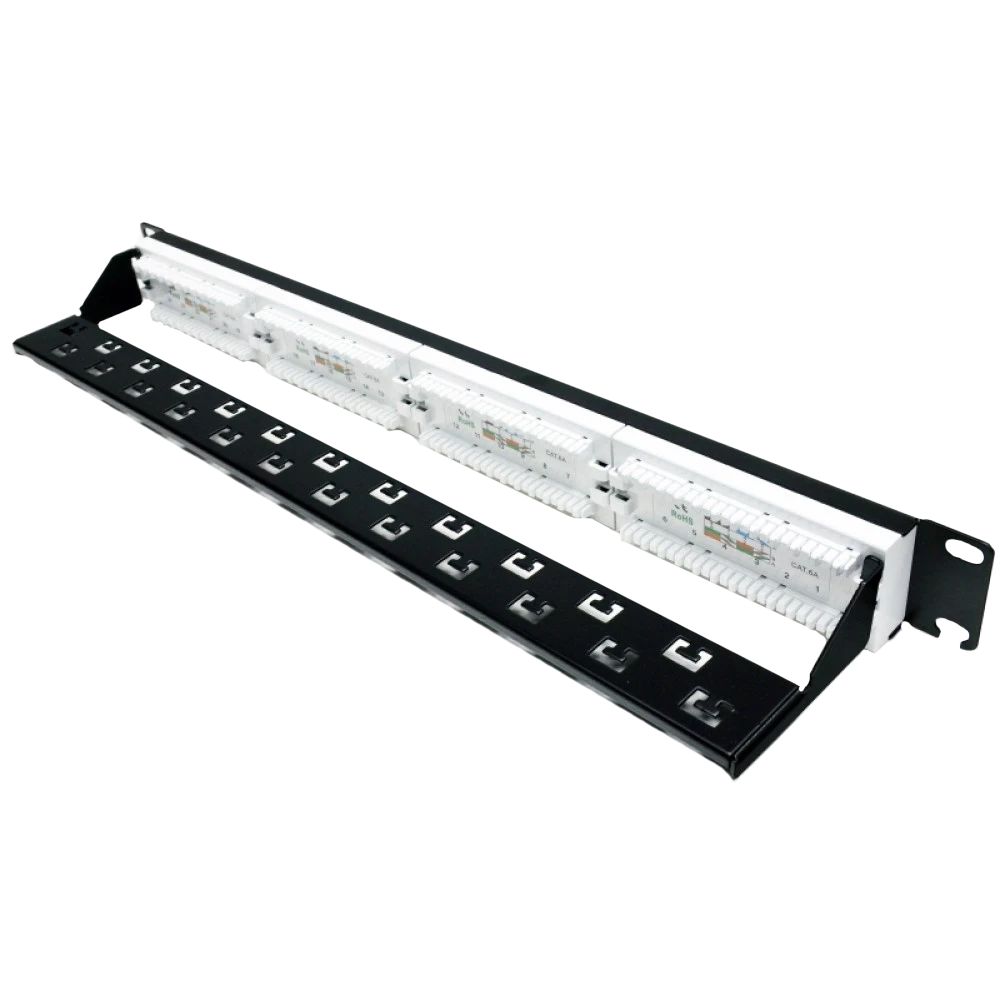 Патч-панель 19" 24xRJ-45 UTP, кат. 6a, із заднім організатором з пластиковими шторками, LW L&W ELECTRONICAL LW-PP74