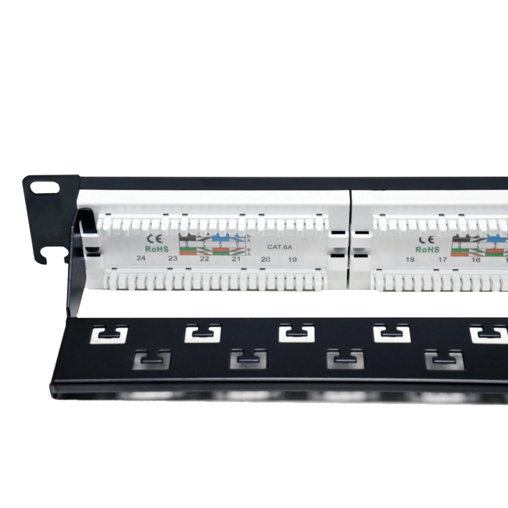 Патч-панель 19" 24xRJ-45 UTP, кат. 6a, із заднім організатором з пластиковими шторками, LW L&W ELECTRONICAL LW-PP74