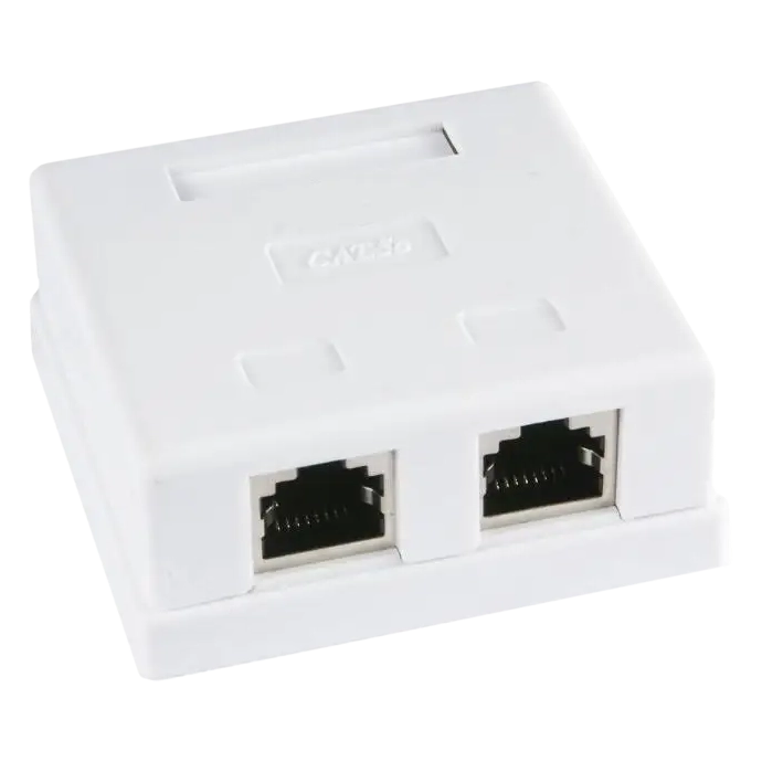 Розетка 2 порта екранована RJ45 STP біла 5E