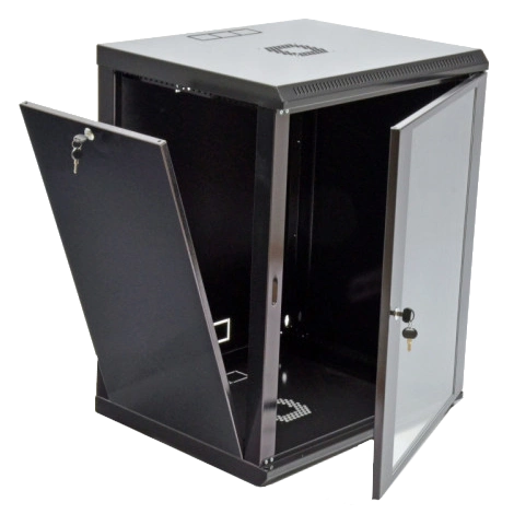 Шафа акрилове скло, чорна 15U 600х500